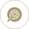 Automotive wheel repair icon on black background.
